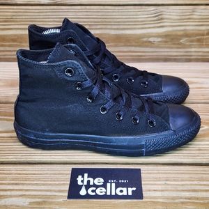 Converse Womens 7 Hightop Chuck Taylor Sneakers All Black Canvas Lace Up Shoes